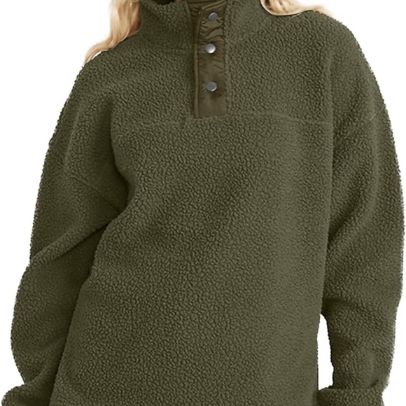 NWT OLD NAVY Step-Hem Sherpa Tunic Pullover Heritage Green SIZE SMALL - Picture 2 of 5